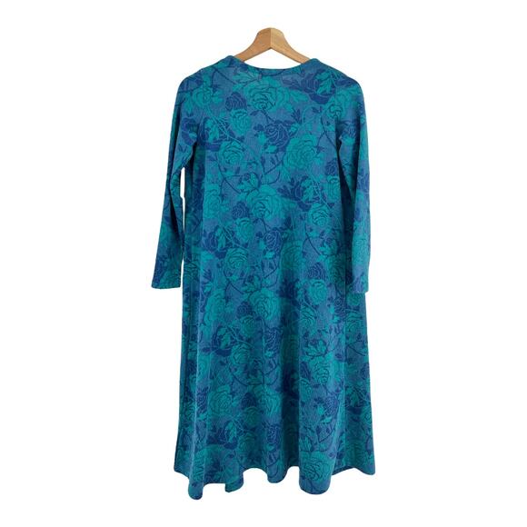 LulaRoe (XS) Sarah Blue Green Floral Terry Duster Cardigan Sweater w Pockets NWT - Picture 3 of 7